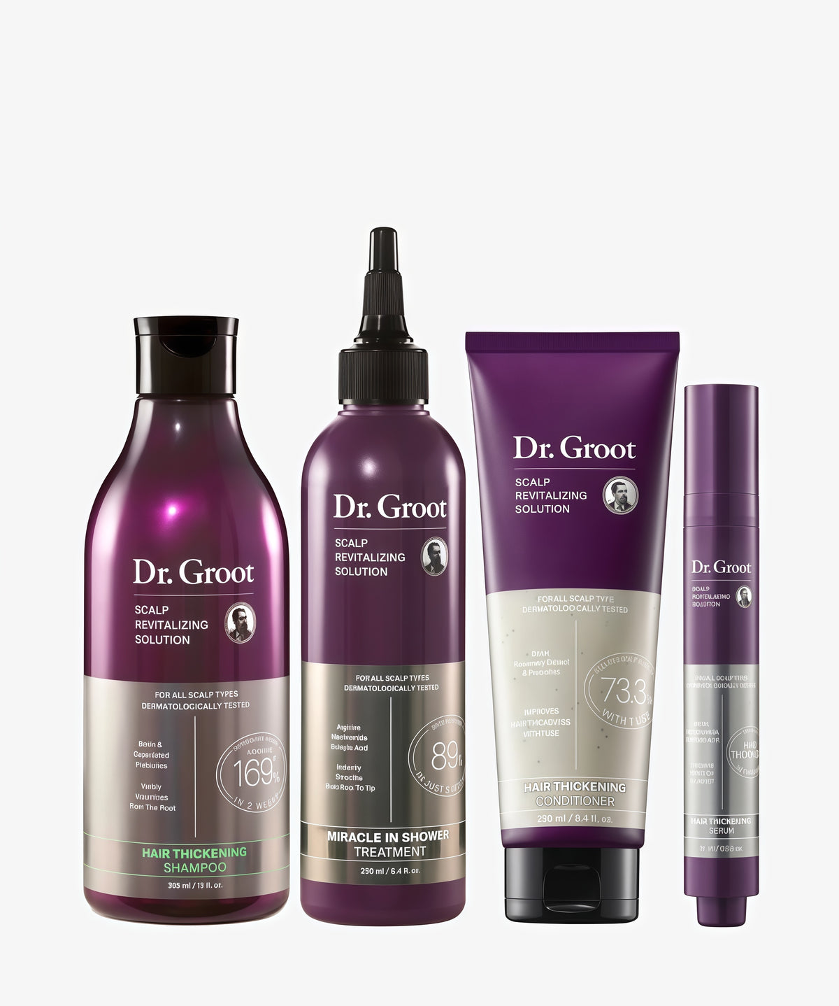 Dr. Groot Thicken & Smooth at Home and On The Go Bundle for Hair Loss, Korean Hair Care, With Biotin and Prebiotics, Clinically Proven to Improve Scalp Moisture