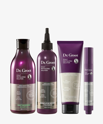 Dr. Groot Thicken & Smooth at Home and On The Go Bundle for Hair Loss, Korean Hair Care, With Biotin and Prebiotics, Clinically Proven to Improve Scalp Moisture